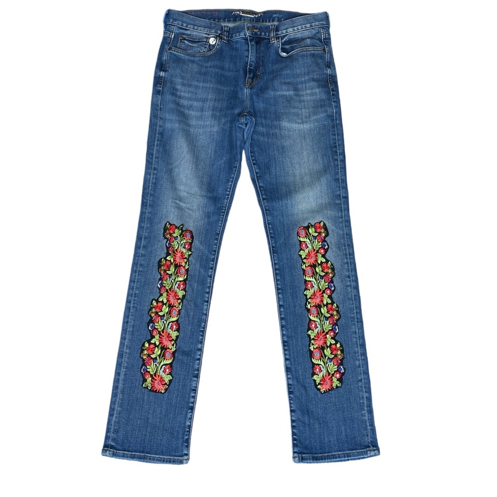 LOYAL MUSE Embroidered Blue Jeans for Women Sz 14 Red Blue